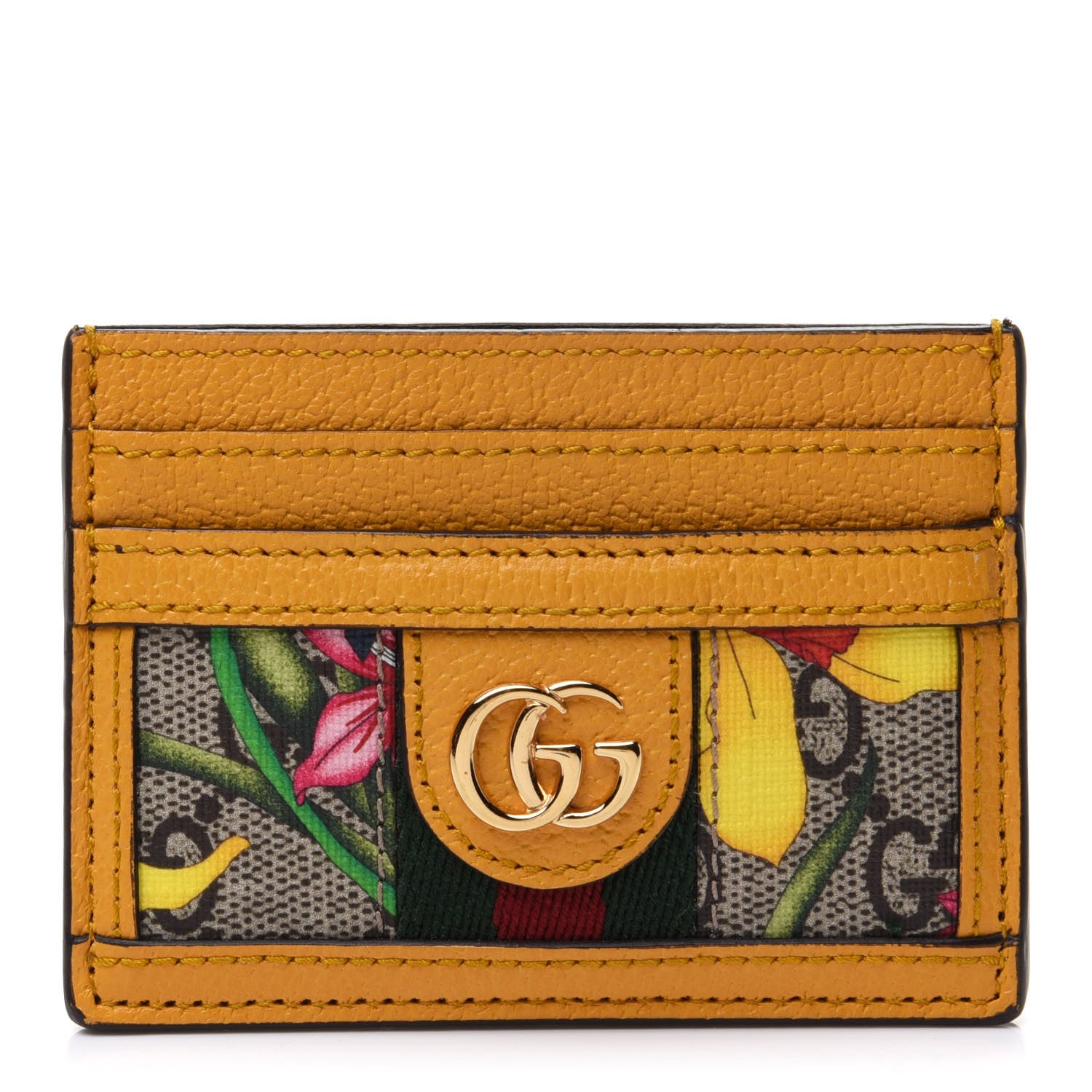 Gucci GG Supreme Monogram Flora Web Ophidia Card Holder Beige Multicolor Crop 1 of 8