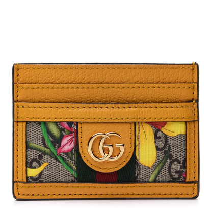 Gucci GG Supreme Monogram Flora Web Ophidia Card Holder Beige Multicolor Crop 1 of 8