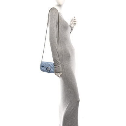 Gucci Calfskin Matelasse Super Mini GG Marmont Shoulder Bag Porcelain Light Blue 2 of 10