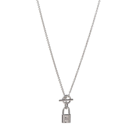 Hermes Sterling Silver Cadenas Kelly Lock Pendant Necklace 1 of 6