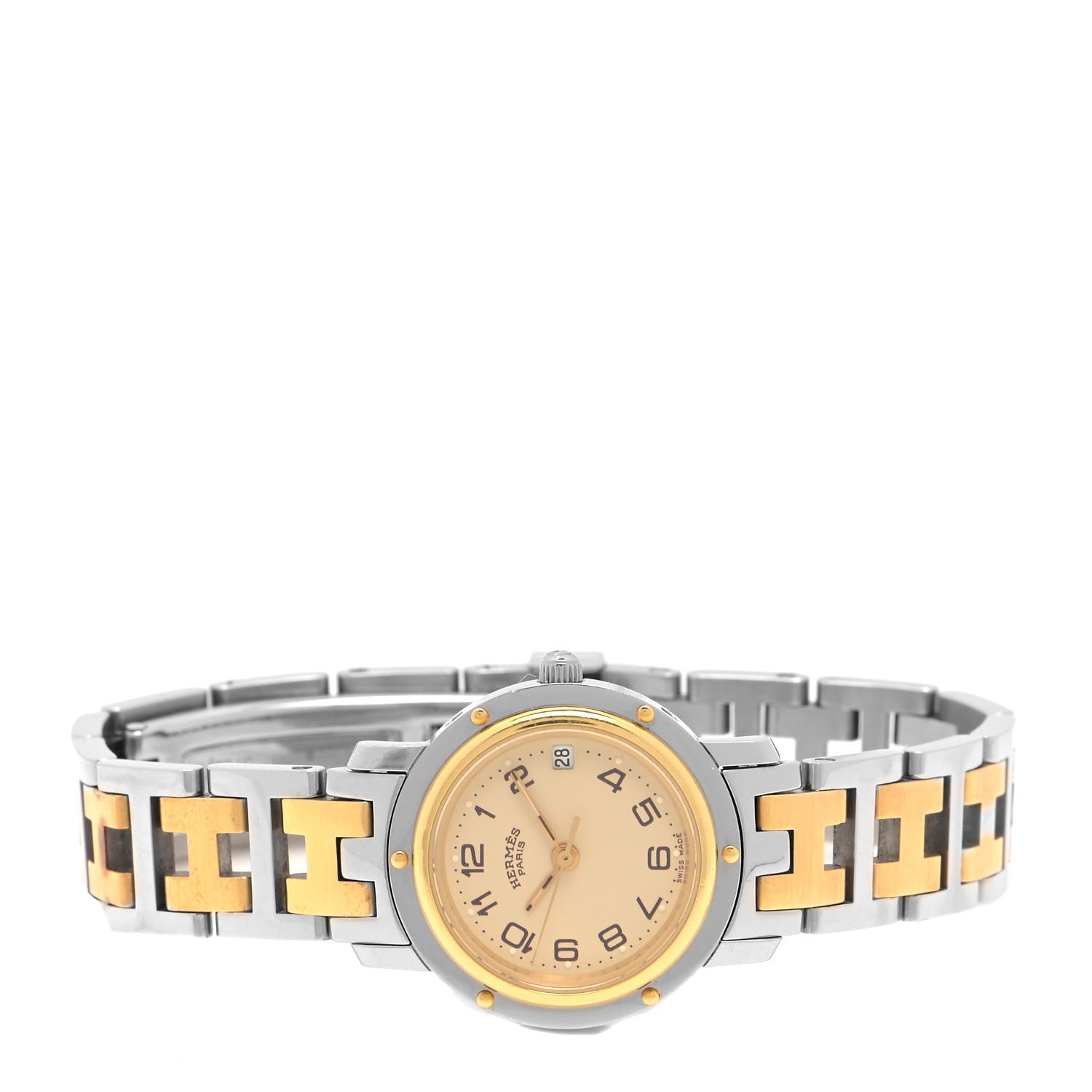 Hermes Stainless Steel 24mm Clipper Quartz Watch Gold 2 of 4