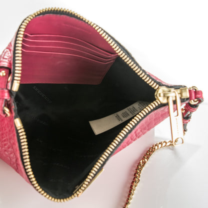 Burberry Signature Grain Calfskin Check Embossed Peyton Crossbody Clutch Bag Vibrant Fuchsia 5 of 8