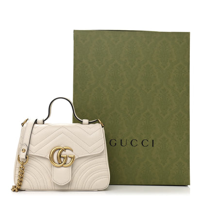 Gucci Calfskin Matelasse Mini GG Marmont Top Handle Shoulder Bag White 12 of 12