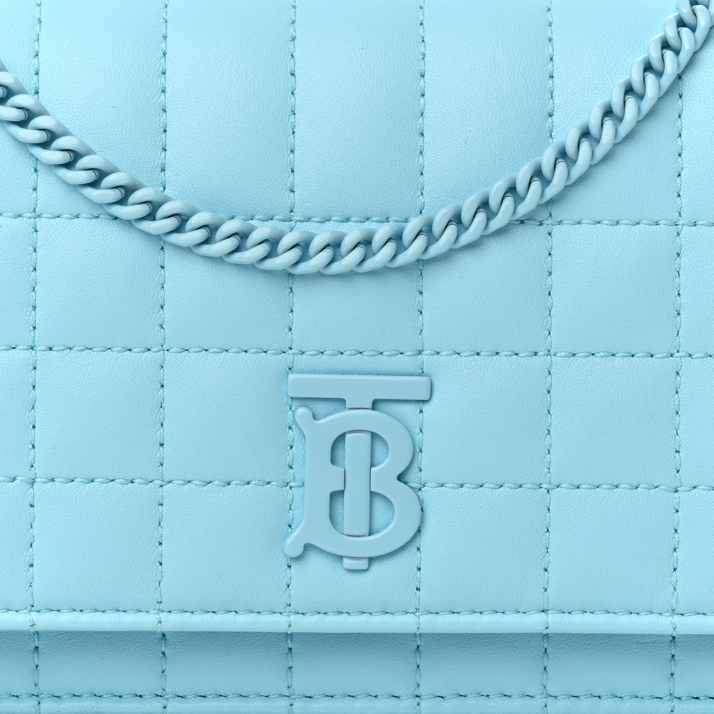 Lambskin Quilted Lola Clutch On Chain Cool Sky Blue