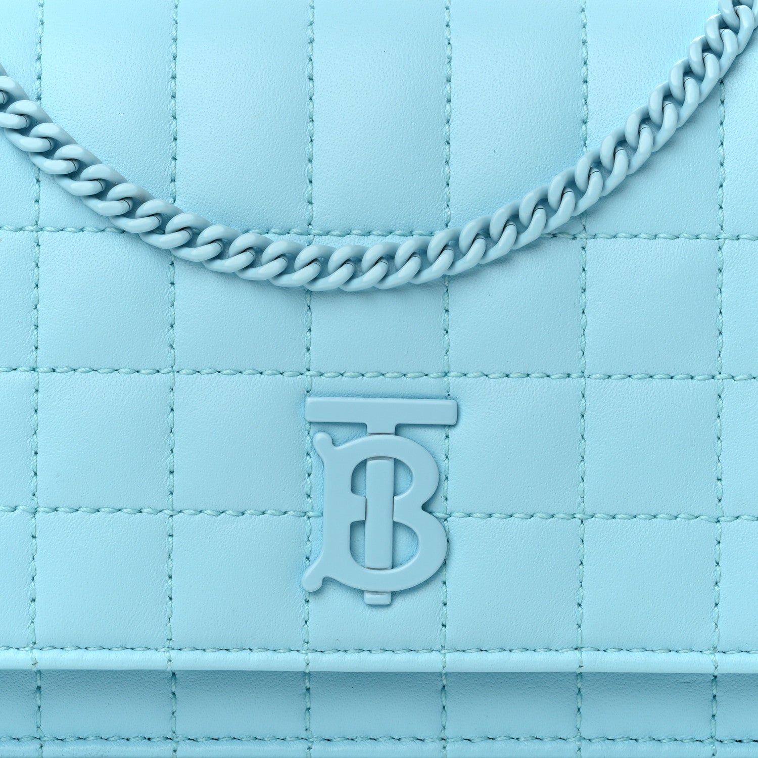 Burberry Lambskin Quilted Lola Clutch On Chain Cool Sky Blue 7 of 10