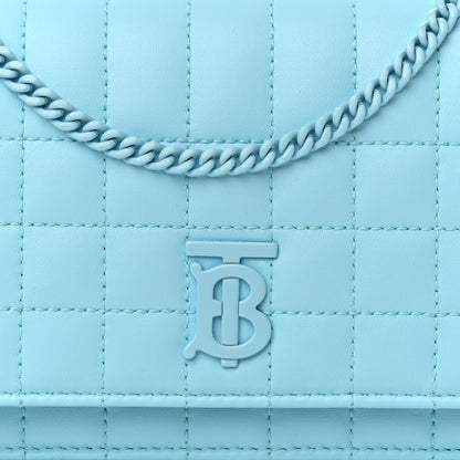 Burberry Lambskin Quilted Lola Clutch On Chain Cool Sky Blue 7 of 10