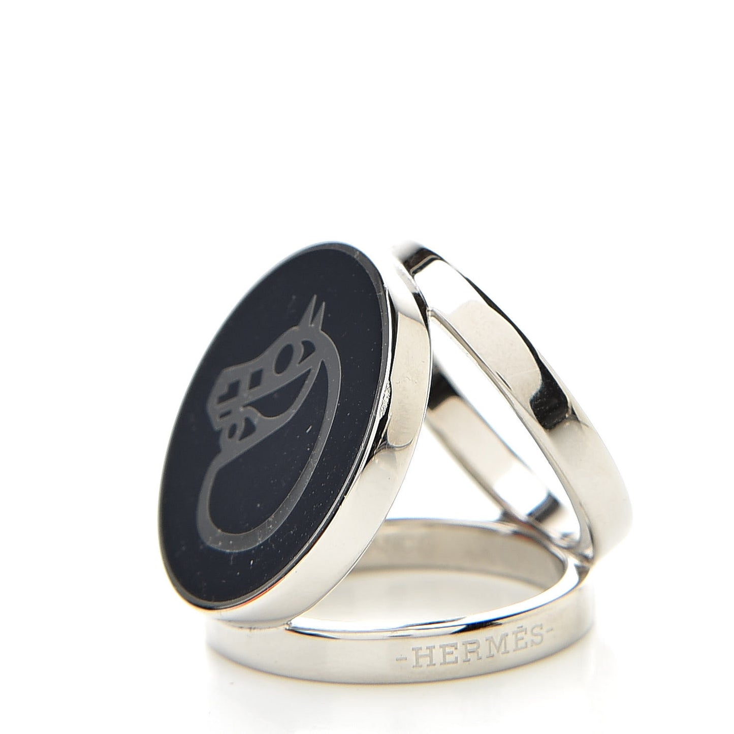 Lacquered Palladium Silver Plated Horse Scarf Ring