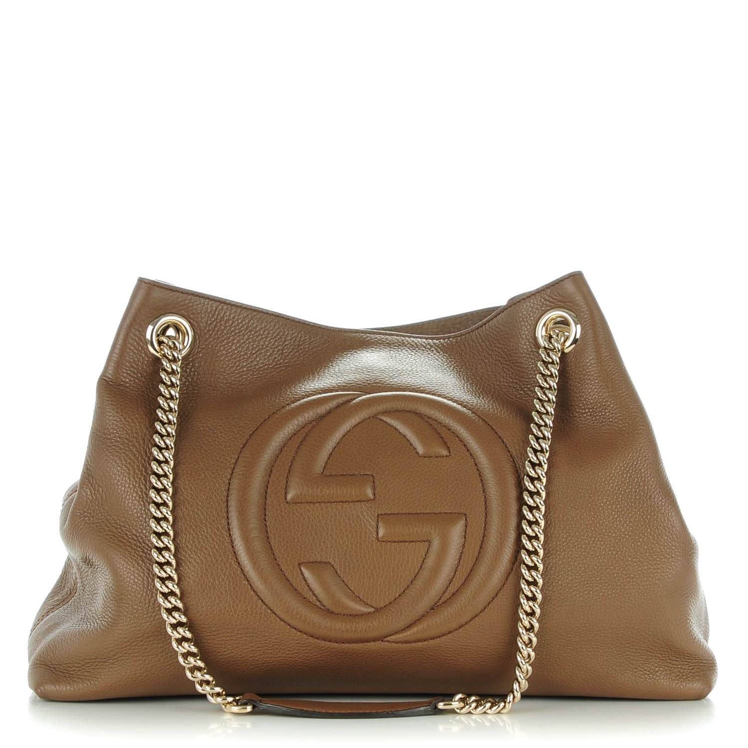 Gucci Pebbled Calfskin Medium Soho Chain Shoulder Bag Maple Brown 1 of 7