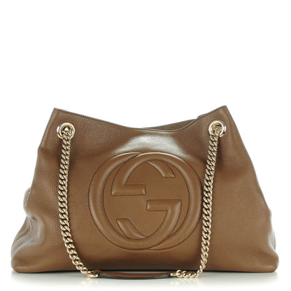 Gucci Pebbled Calfskin Medium Soho Chain Shoulder Bag Maple Brown 1 of 7