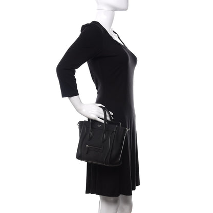 Celine Drummed Calfskin Nano Luggage Black 3 of 11