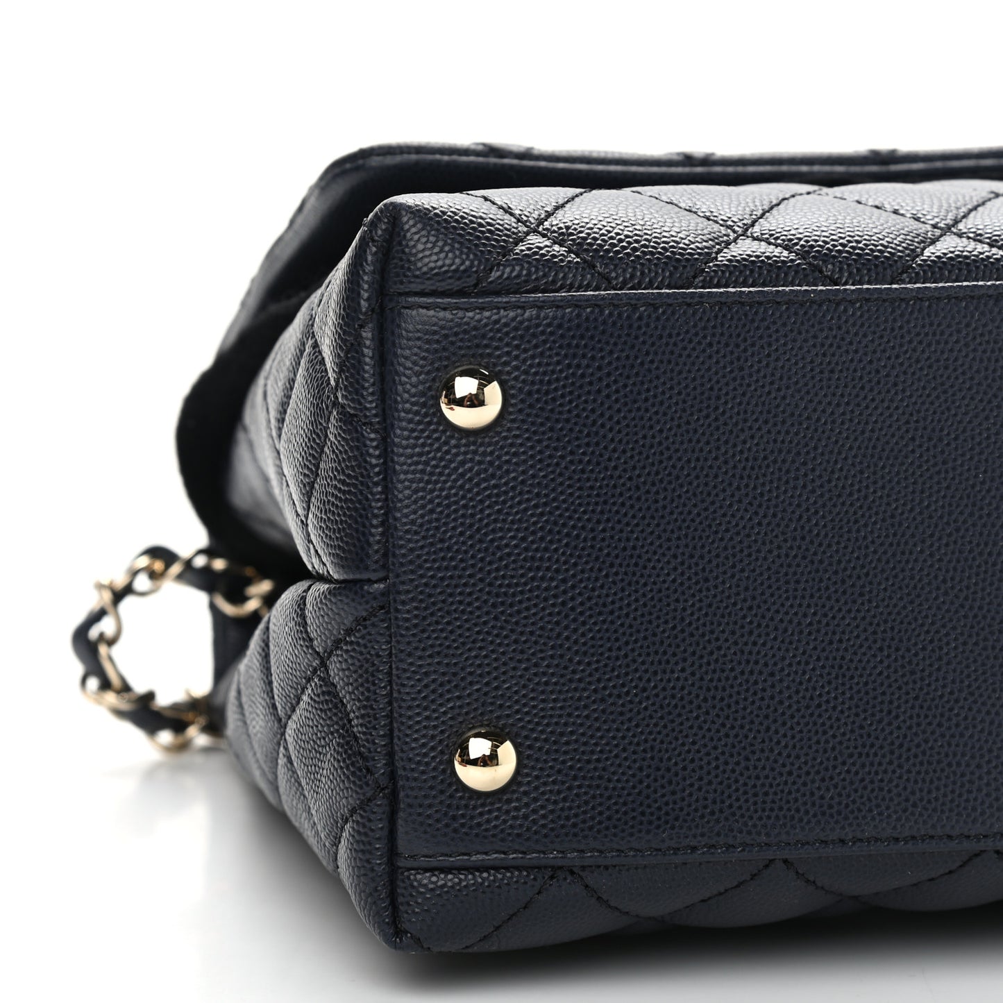 Caviar Quilted Small Coco Handle Flap Navy