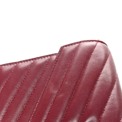 Saint Laurent Calfskin Matelasse Chevron Monogram Envelope Chain Wallet Rouge Merlot 10 of 10