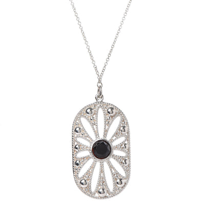 Tiffany Sterling Silver Black Onyx Pearl Ziegfeld Daisy Pendant Necklace 4 of 6