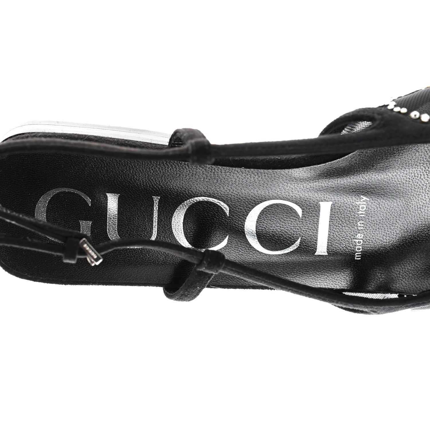 Gucci Suede Mesh Crystal GG Monogram Slingback Ballet Flats 35.5 Black 7 of 8