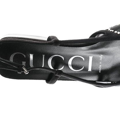 Gucci Suede Mesh Crystal GG Monogram Slingback Ballet Flats 35.5 Black 7 of 8