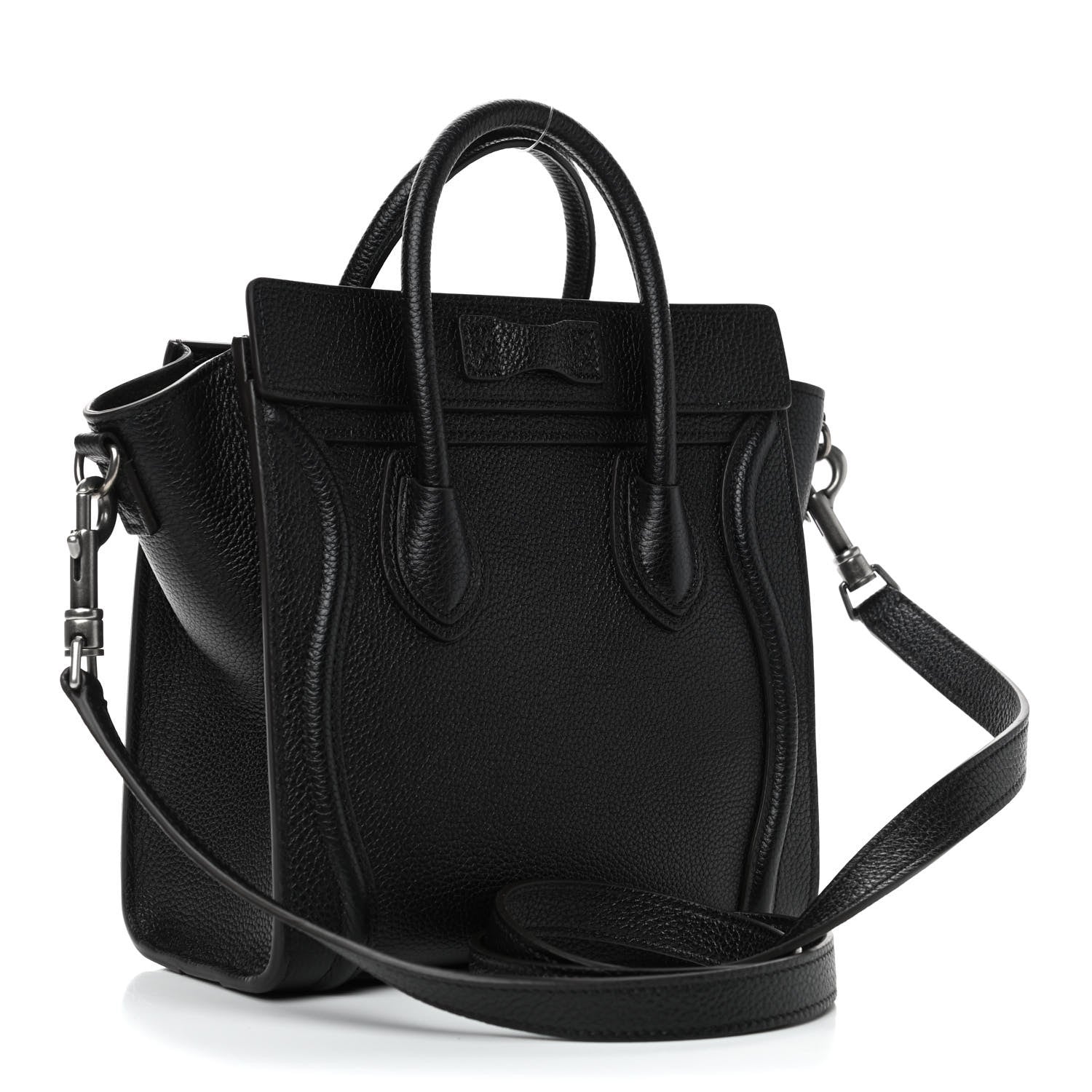 Celine Drummed Calfskin Nano Luggage Black 2 of 4