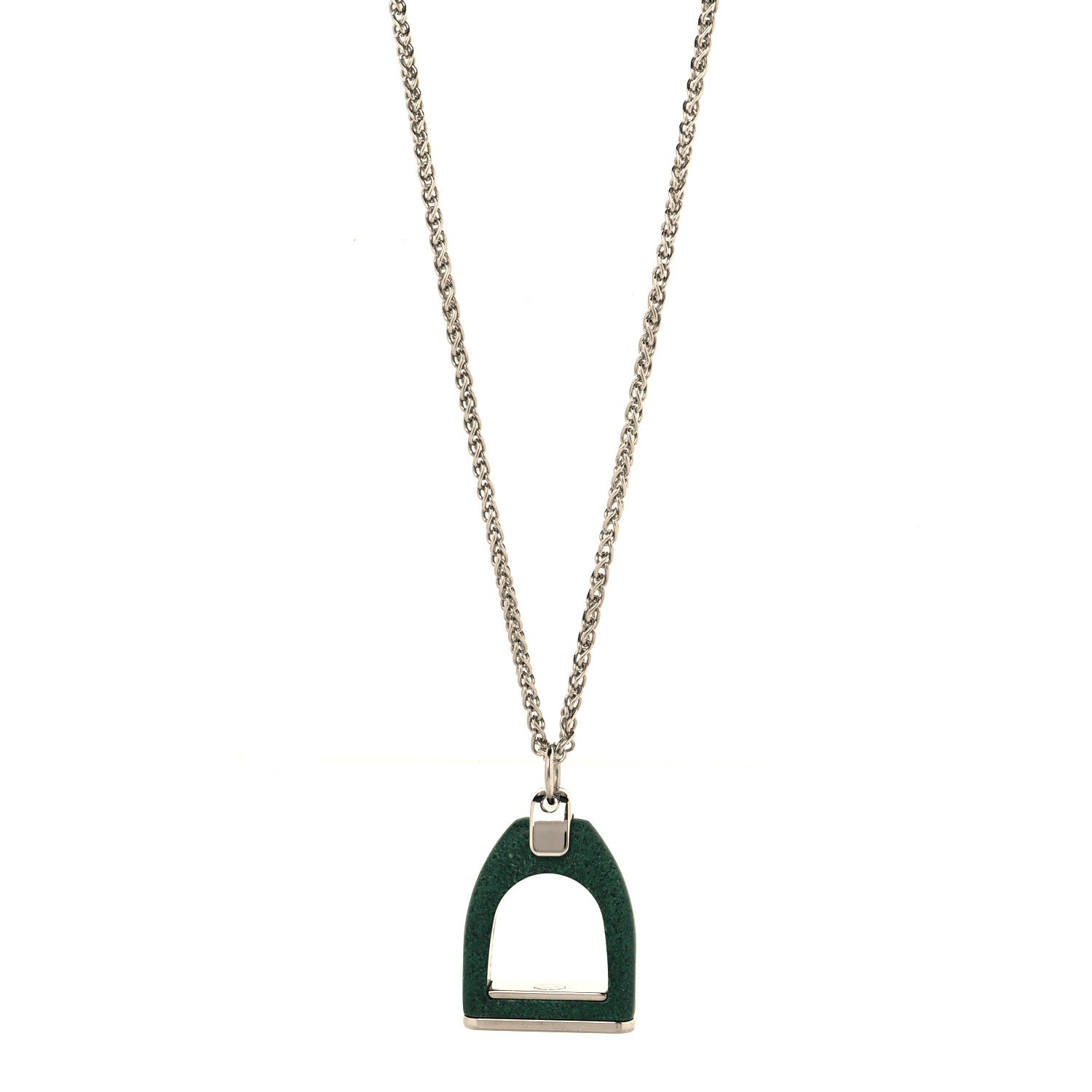Hermes Etrier Vulcanium Necklace Silver Green 1 of 4