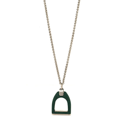 Hermes Etrier Vulcanium Necklace Silver Green 1 of 4