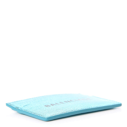 Balenciaga Metallic Goatskin Logo Everyday Multi Card Case Turquoise Black 4 of 9