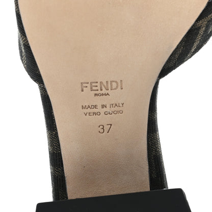 Fendi Jacquard Calfskin FF Crocodile Embossed Promenade Slide Sandals 37 Tobacco Moro Black 7 of 8