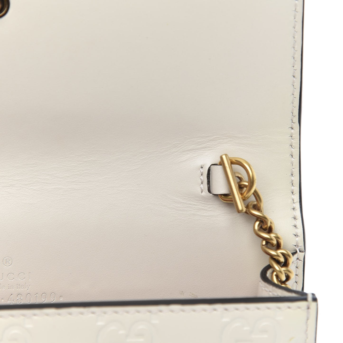 Guccissima Mini Cherry Chain Bag White