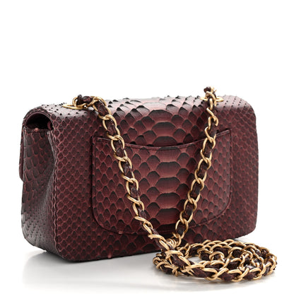 Chanel Snakeskin Mini Rectangular Flap Burgundy 3 of 13