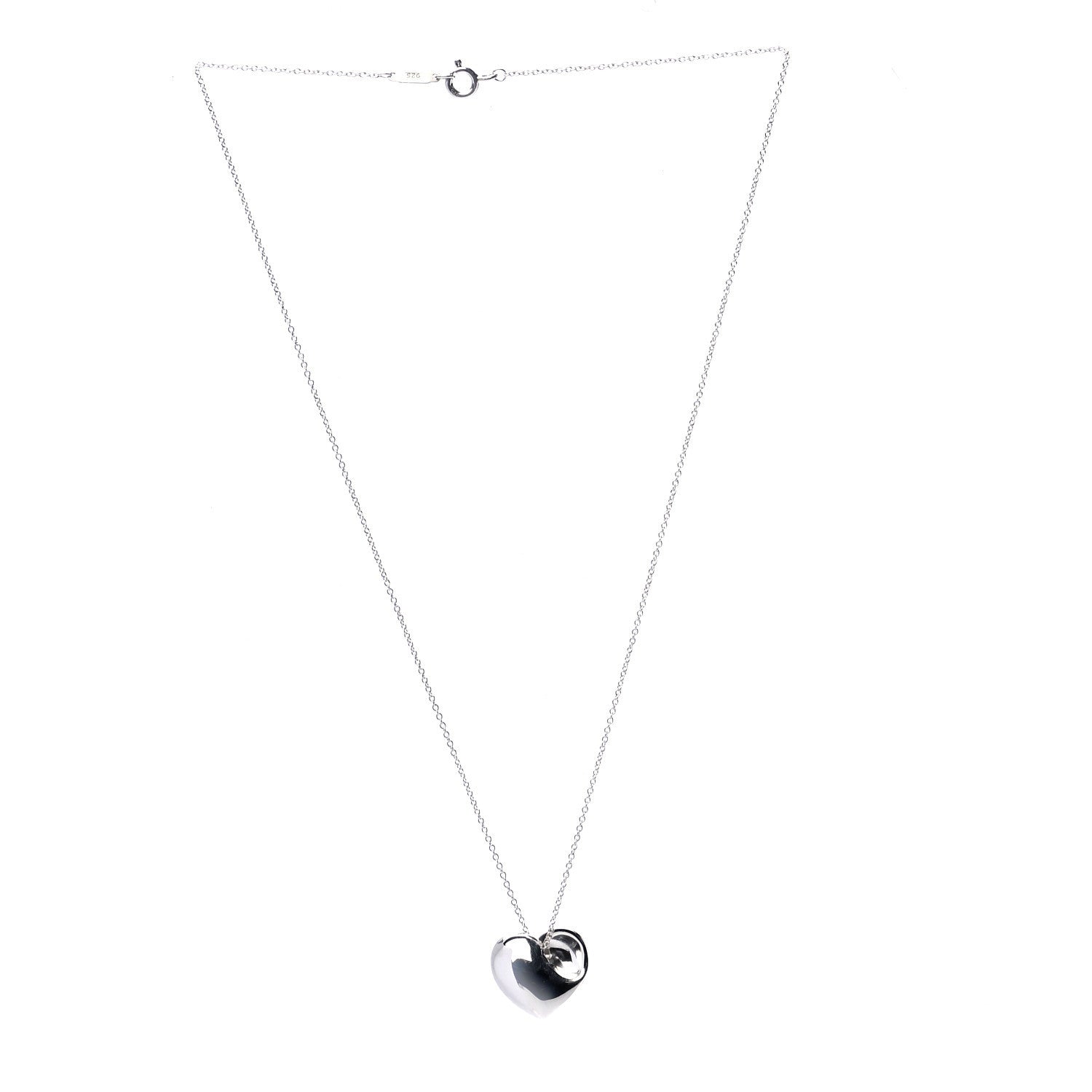 Tiffany Sterling Silver 14mm Elsa Perretti Full Heart Pendant Necklace 3 of 6