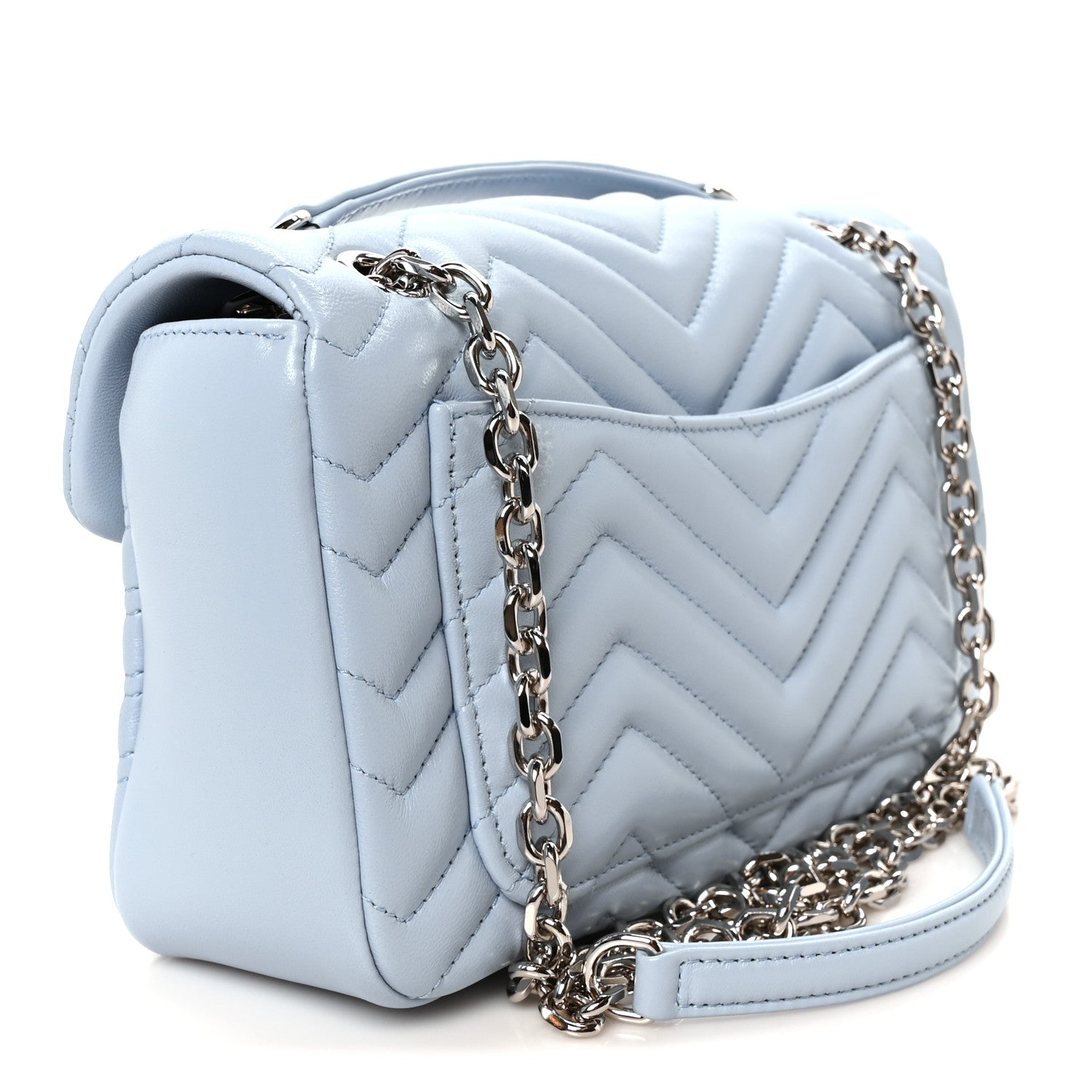 Gucci Calfskin Matelasse Medium GG Marmont Shoulder Bag Porcelain Light Blue 3 of 11