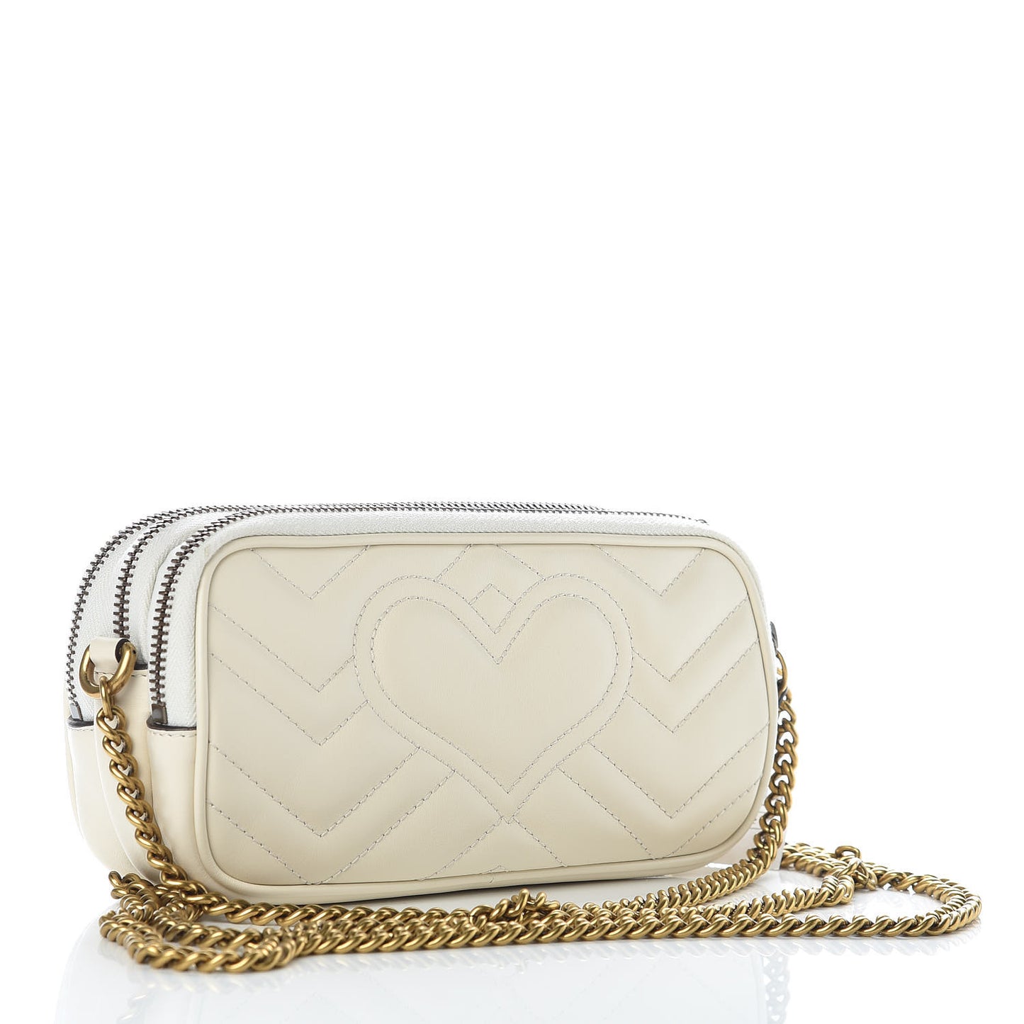 Calfskin Matelasse Mini GG Marmont Chain Crossbody Bag White