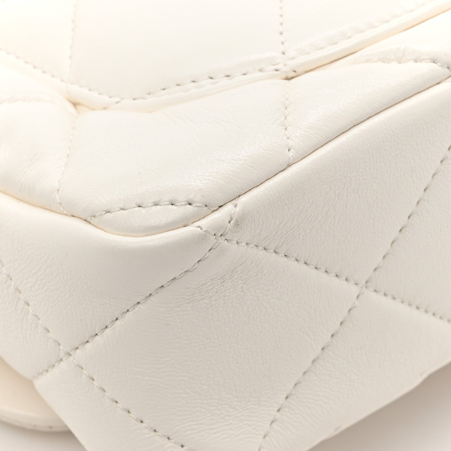 Lambskin Plexiglass Quilted Coco Love Flap White