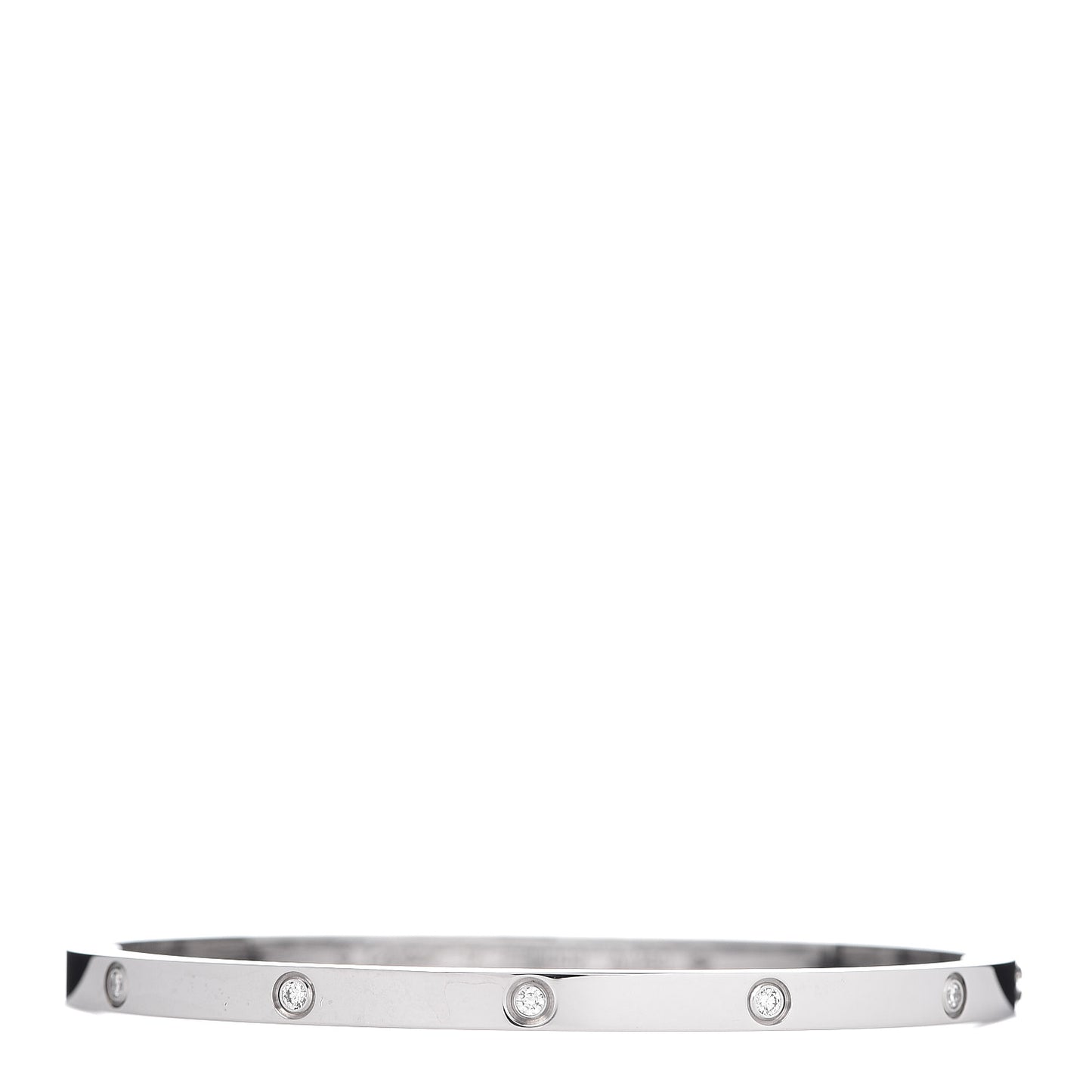 18K White Gold 10 Diamond Small LOVE Bracelet 17