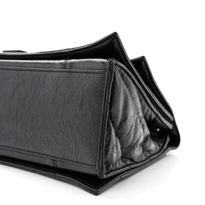 Balenciaga Crushed Calfskin Quilted Matte Black Hardware Medium Crush Chain Bag Black 9 of 10