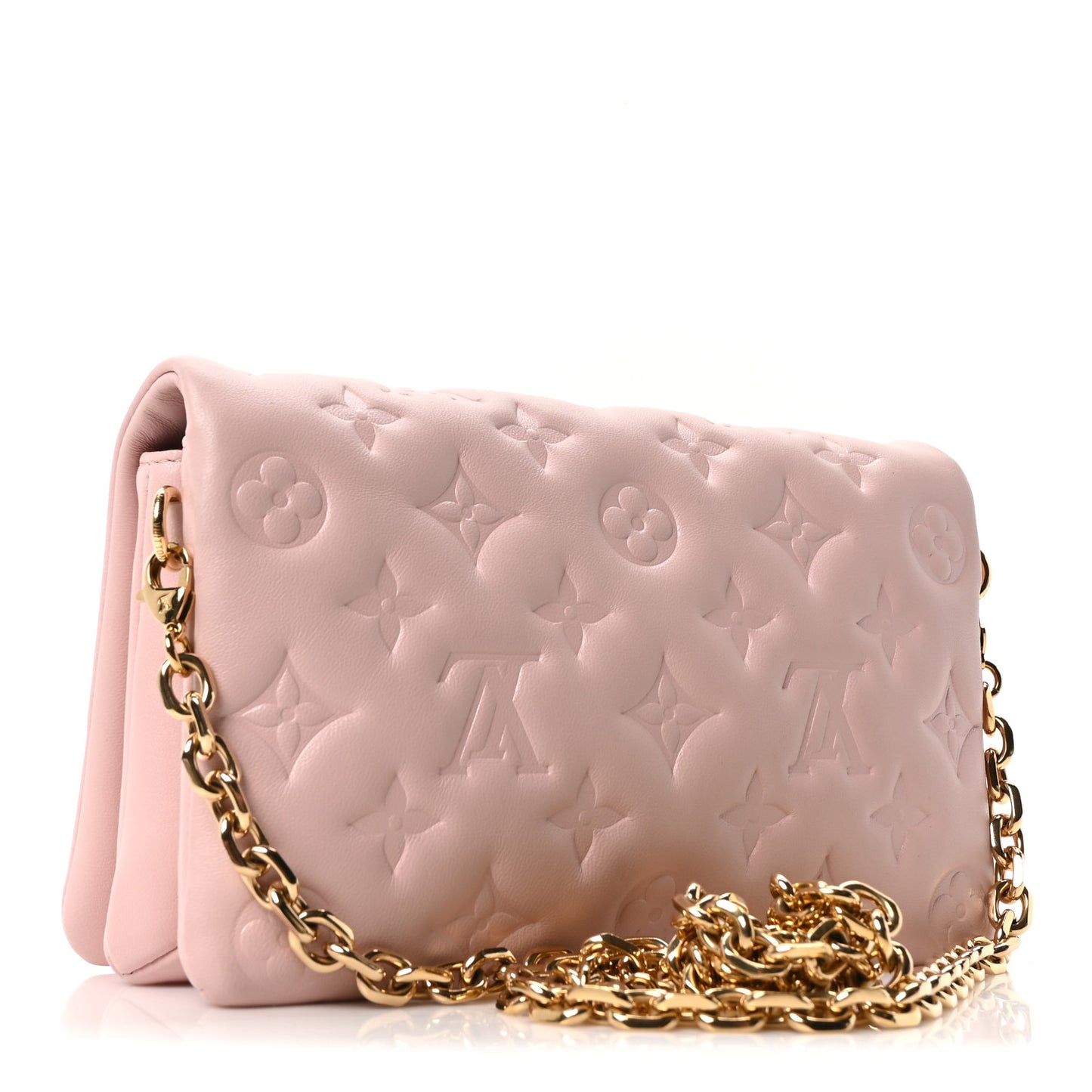 Lambskin Embossed Monogram Pochette Coussin Rose