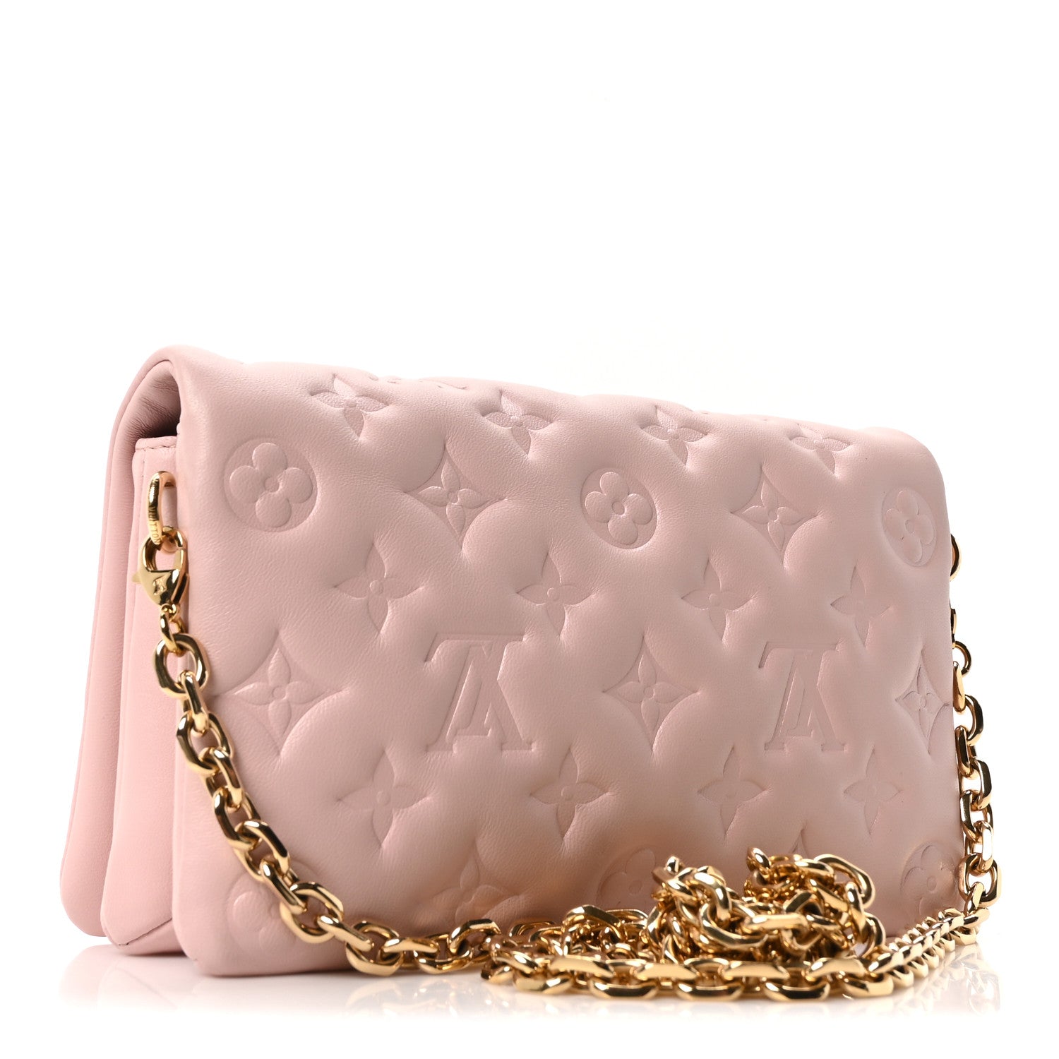 Louis Vuitton Lambskin Embossed Monogram Pochette Coussin Rose 3 of 9