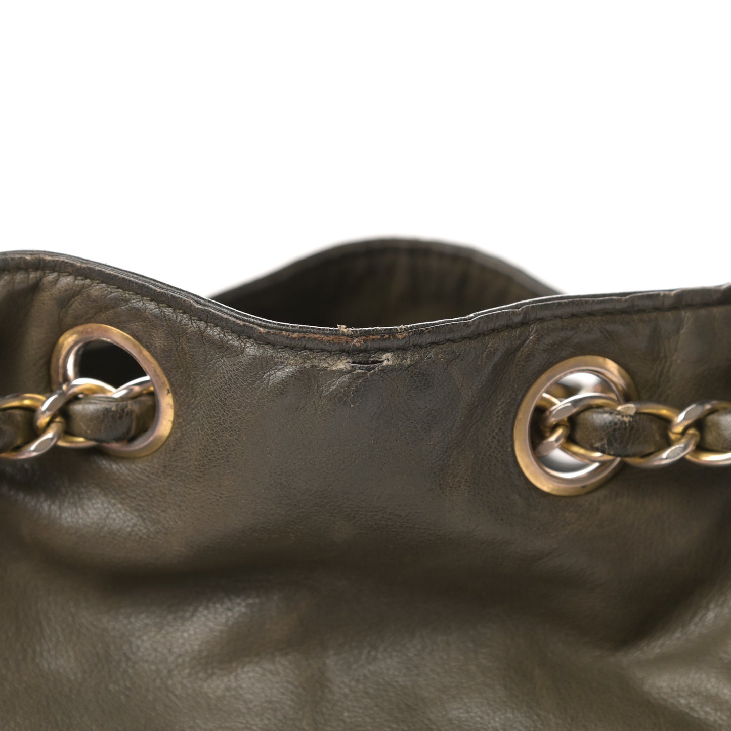 Lambskin CC Drawstring Bag Green