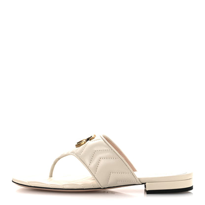Gucci Nappa Charlotte Double G Marmont Thong Sandals 38.5 Mystic White 1 of 11