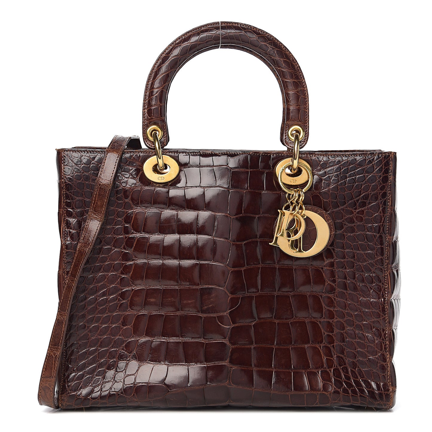 Crocodile Large Lady Dior Brown