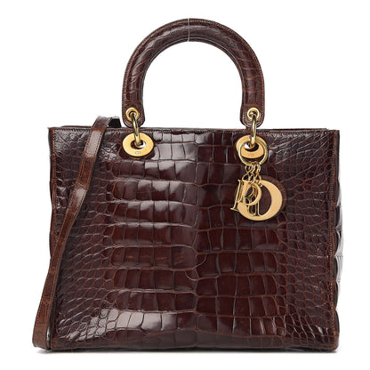 Christian Dior Crocodile Large Lady Dior Brown 1 of 14