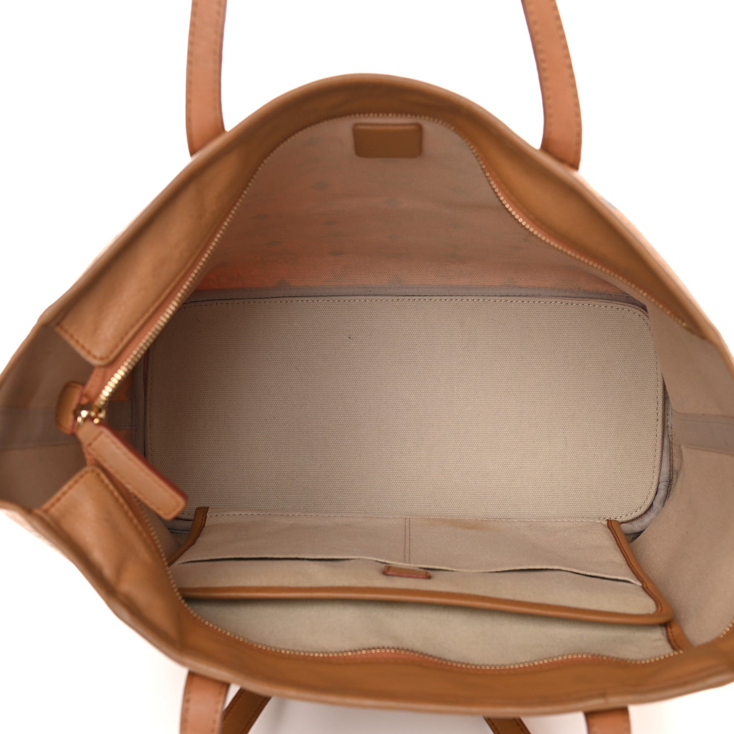 Visetos Medium Anya Top Zip Shopper Tote Cognac