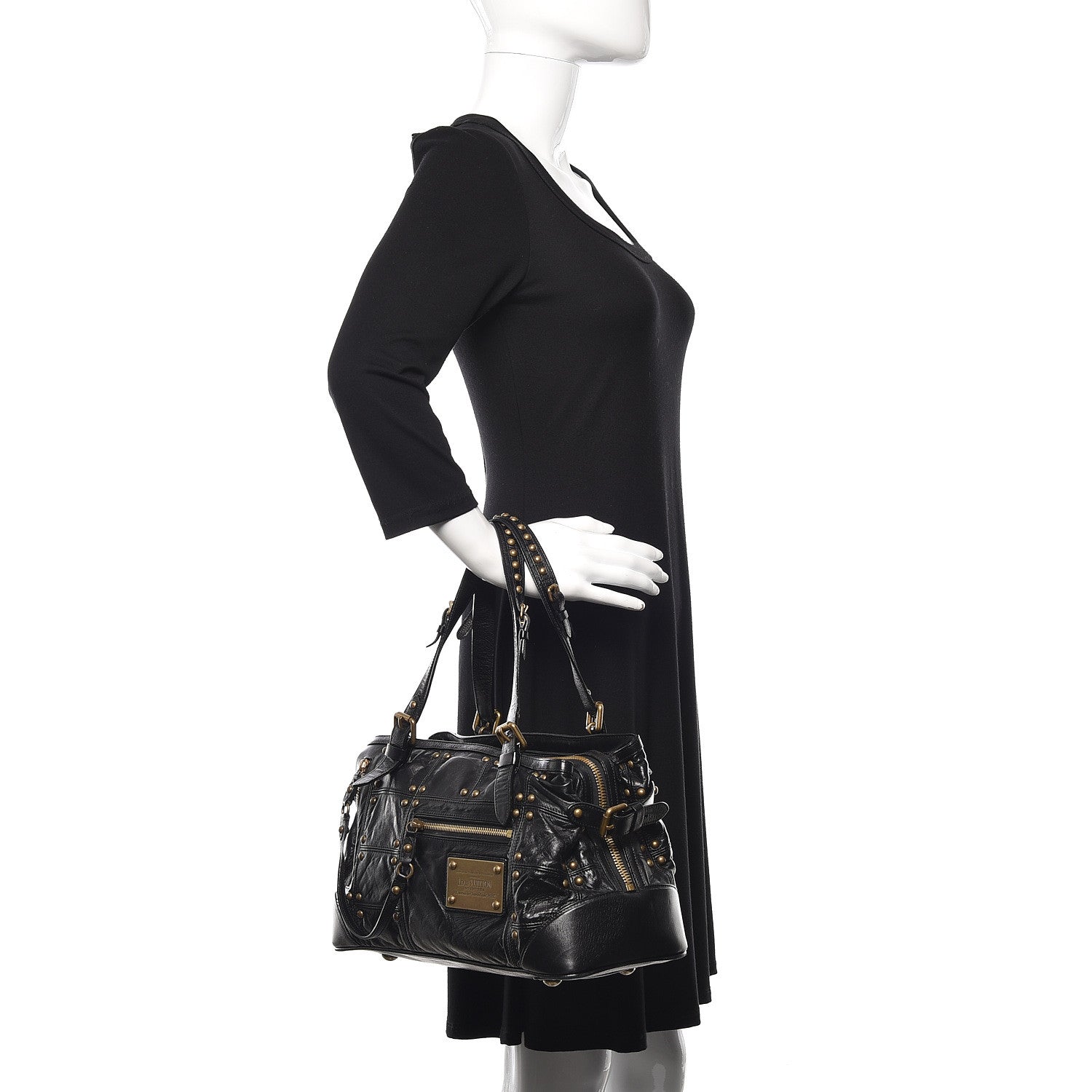 Louis Vuitton Lambskin Riveting Black 2 of 10