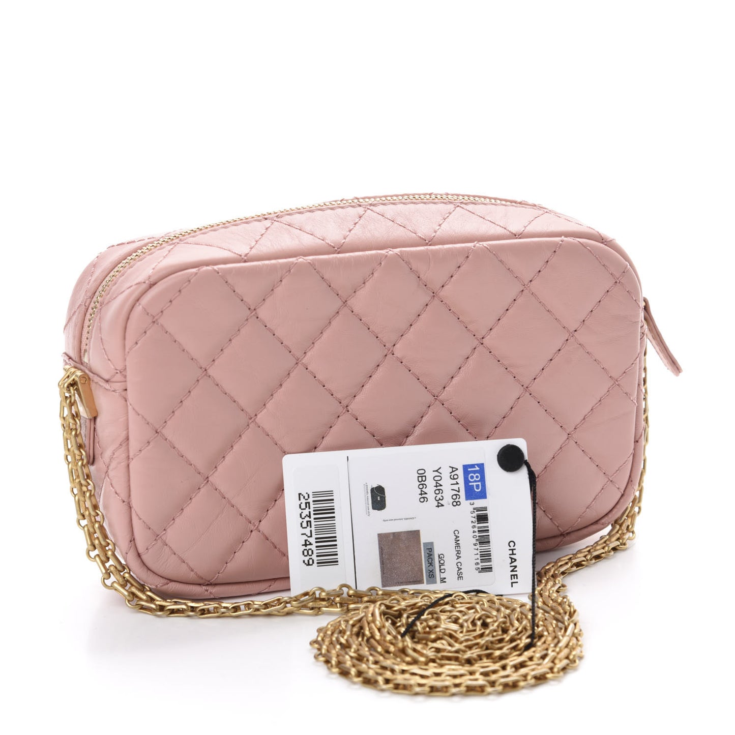 Aged Calfskin Quilted Mini Reissue Camera Case Pink