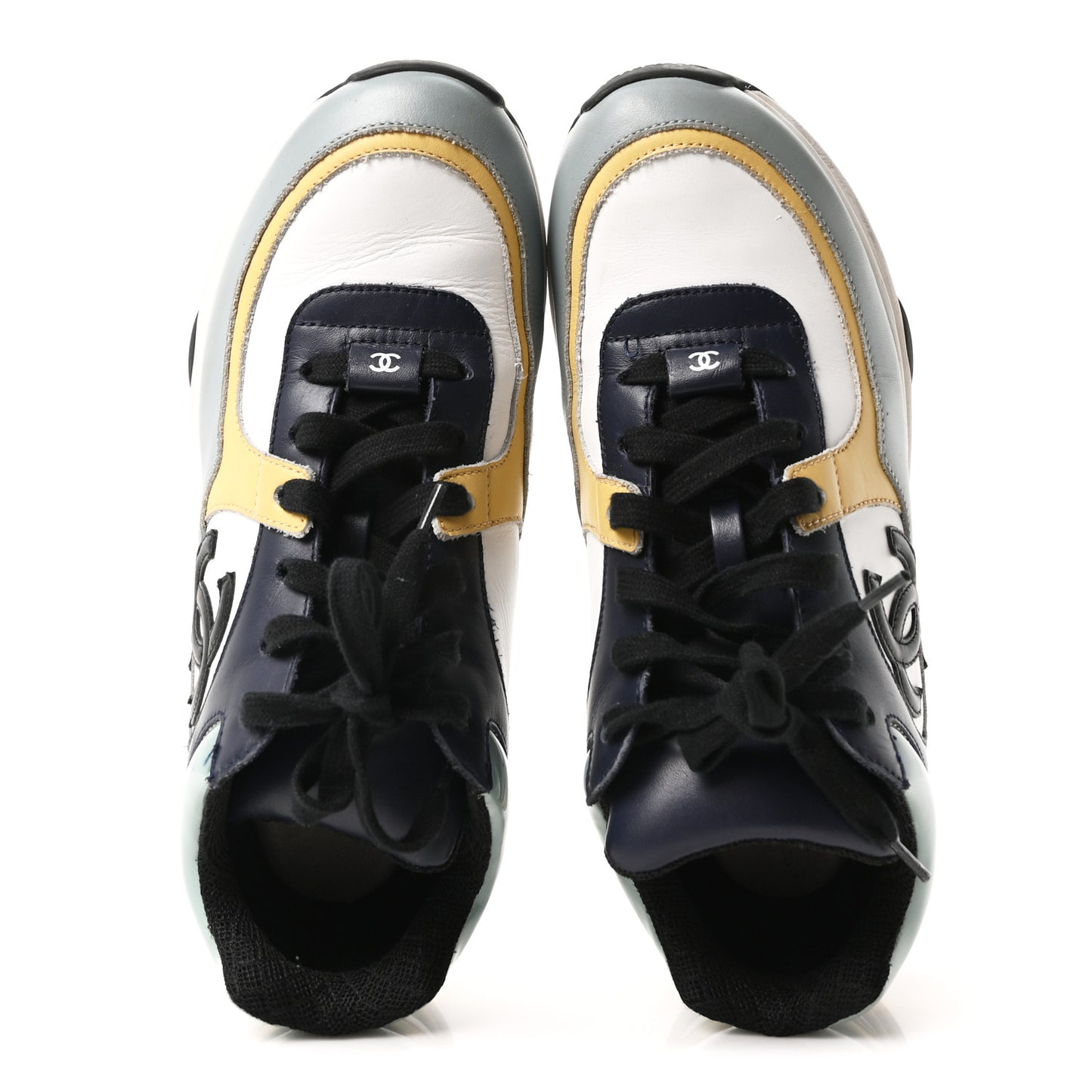 Calfskin Patent CC Sneakers 38 White Blue Yellow
