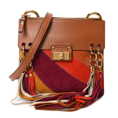 Chloe Calfskin Suede Rainbow Patchwork Small Jane Fringe Bag Caramel 1 of 10