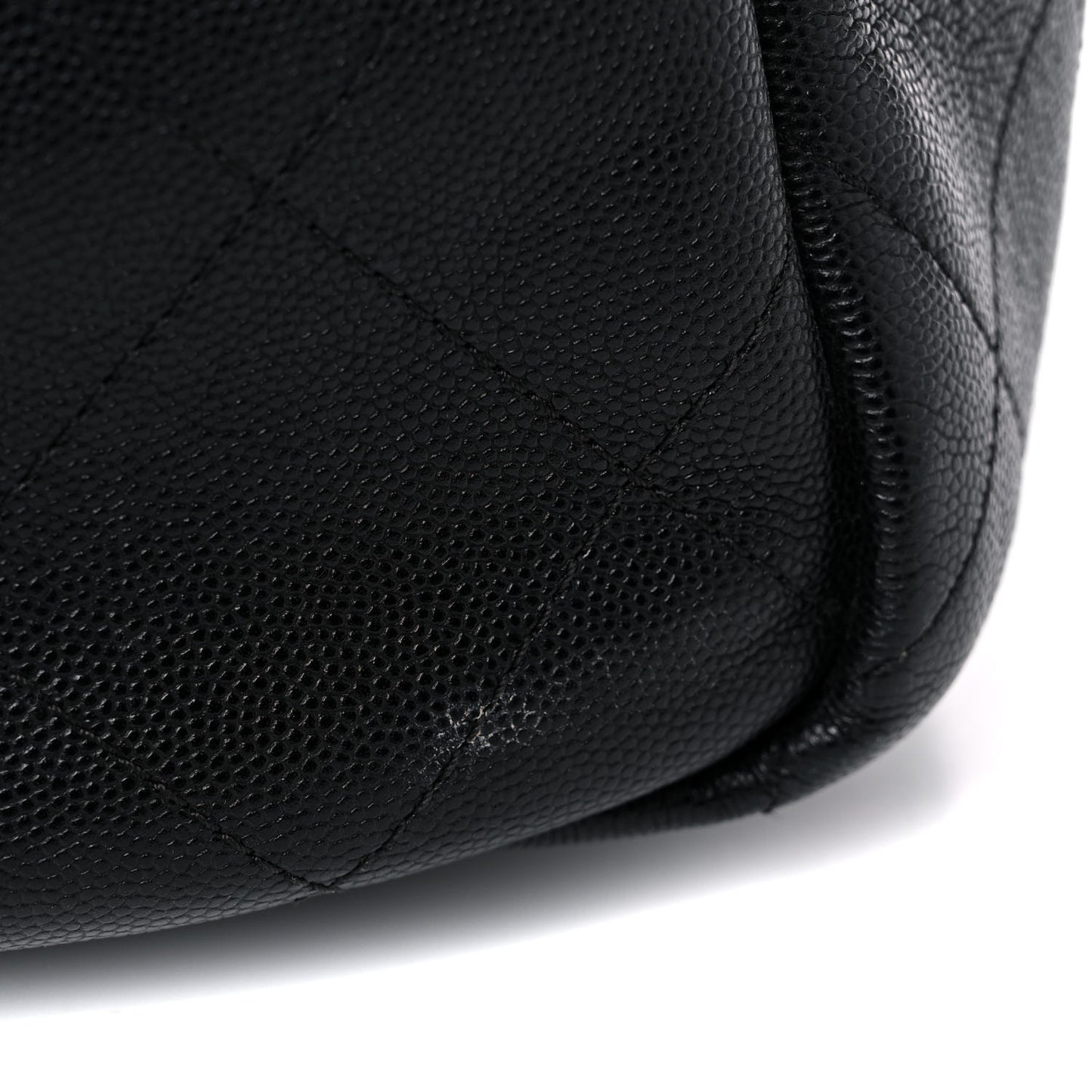 Caviar Stitched Large Shopping Tote Black