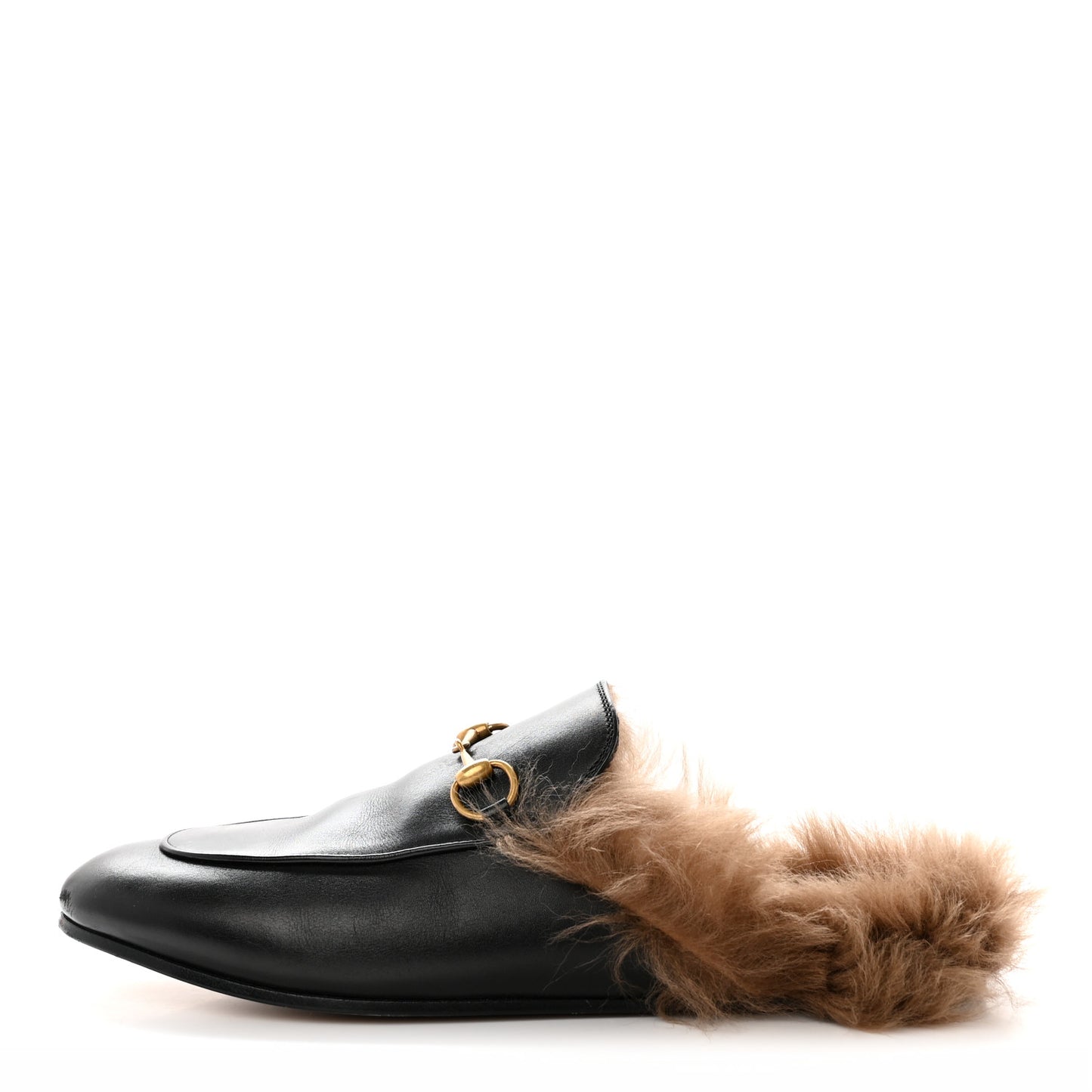 Calfskin Fur Womens Princetown Slippers 39 Black