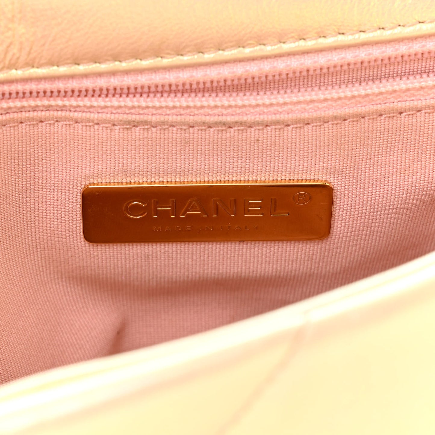 Iridescent Lambskin Quilted Medium Chanel 19 Flap Pink
