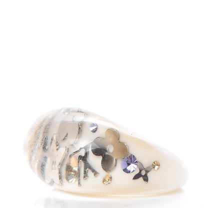 Louis Vuitton Resin Swarovski Crystal Inclusion Ring 6.5 White 3 of 7