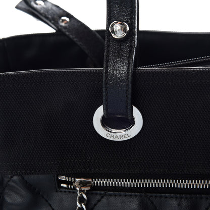 Chanel Coated Canvas Quilted Large Paris Biarritz Tote Black 17 of 22