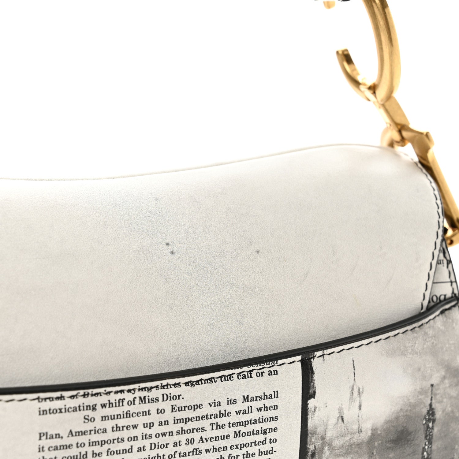Christian Dior Calfskin Newspaper Printed Saddle Bag With Strap Black White 11 of 13