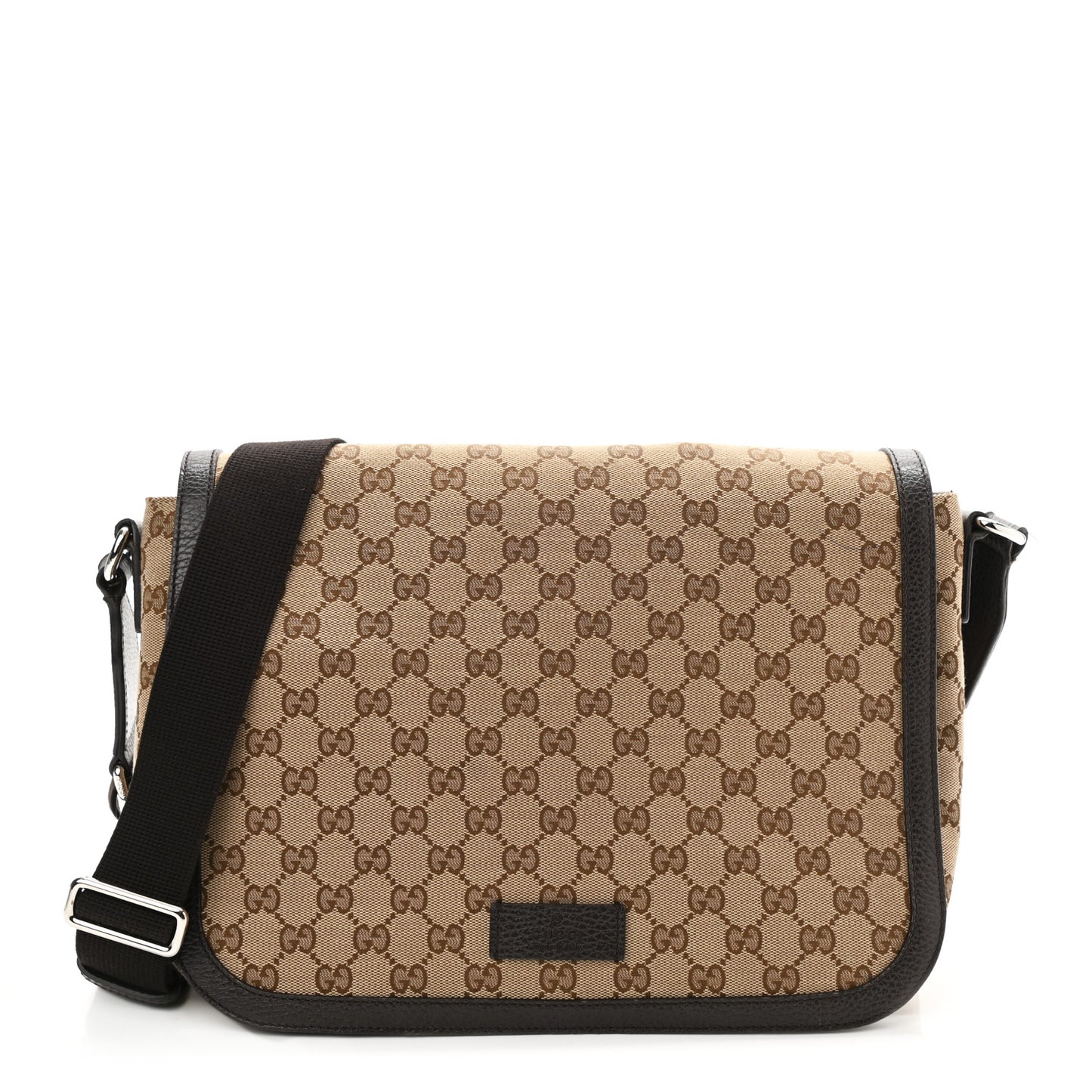 Monogram Large Flap Messenger Bag Beige Dark Brown
